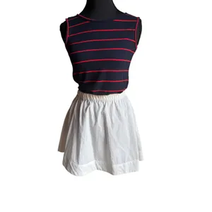 Free-est Free People Cream Cotton Mini Skirt Medium Elastic Waist Pockets thumbnail 3