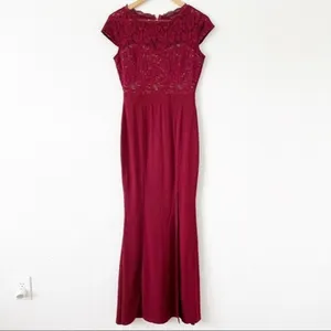 REPHYLLIS Maroon Retro Floral Lace Vintage Wedding Maxi Formal Long Dress thumbnail 3
