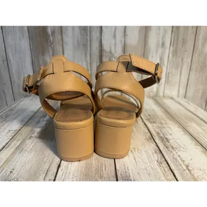 J. Jill‎ Ariane Taupe Leather Open Toe Block Heel Sandals Size 8 thumbnail 6