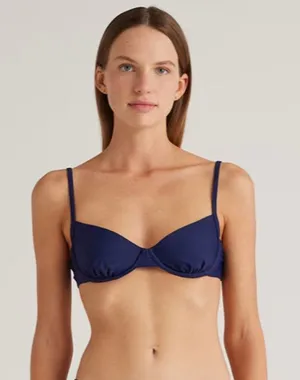 Quince Demi Bikini Swim Top Underwire Navy Blue Size XS NEW thumbnail 1