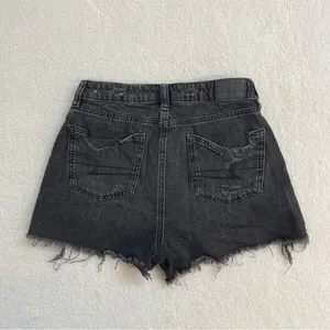 American Eagle Outfitters Black Ripped Jean Shorts Hi-Rise Size 00 Distressed thumbnail 2