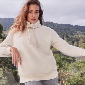 Athleta Talus teddy Sherpa half zip pull over cream sweatshirt L‎ thumbnail 3
