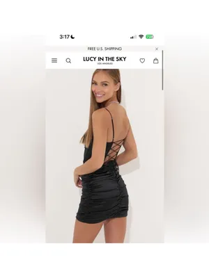 Lucy in the Sky Black Ruched Mini Dress thumbnail 2