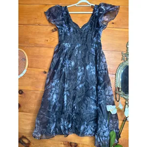 NWT Lulus Mesmerizing Mood Black Floral Organza Ruffled A-Line Midi Dress Sz XXL thumbnail 6