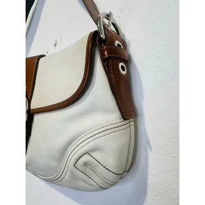 COACH White Brown Saddle SoHo Leather Hobo Leather Handbag F10192 thumbnail 6