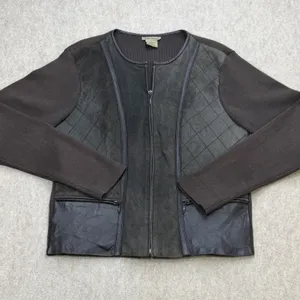 Vtg 90s Mixed Media Jacket Womens L Brown Suede Leather Escapade Boho City Girl thumbnail 8