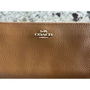 Coach Tan Leather Zip Around Continental Wallet thumbnail 2