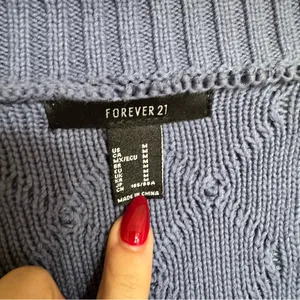 Forever 21 Cable Knit Cozy Chunky Cardigan Sweater Baby Blue Size Medium thumbnail 4