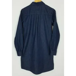 Ann Taylor LOFT Women's ‎ Small Dark Blue Denim Long Roll Tab Sleeve Dress Tunic thumbnail 3