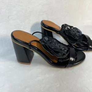 Lovella Flower Heels Block Heel Sandals‎ Strappy Party Shoes Black Size 9/39 thumbnail 4