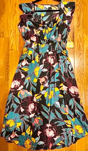 Ryegrass NWT super boho satin effect floral multicolor flowy maxi dress XL thumbnail 3