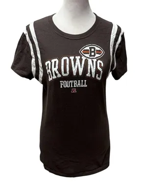NFL Team Apparel Brown & White Cleveland Browns Football Women's Tee Size Medium thumbnail 1