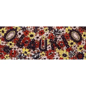 Vintage 1970s Floral Scarf‎ Made in Japan Rolled Hem Mod Brown Pink Autumn 25x25 thumbnail 7