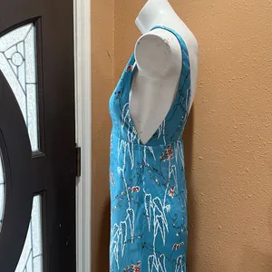 Zara light blue floral deep v neck dress thumbnail 6