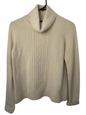Ralph Lauren Ivory Cowl Neck Wool Cashmere Blend Cable Knit Sweater thumbnail 1