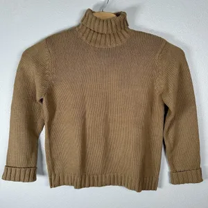 Orvis Turtleneck Sweater Womens Size‎ Medium Tan Brown Knit Cotton Blend Classic thumbnail 1