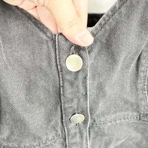 TOPSHOP Black Button Front Denim Jean Dress Cottage Boho 100% Cotton NEW 12 thumbnail 5