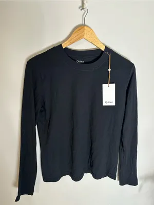 NWT Quince Cotton Modal Relaxed Long Sleeve tee black extra small thumbnail 2