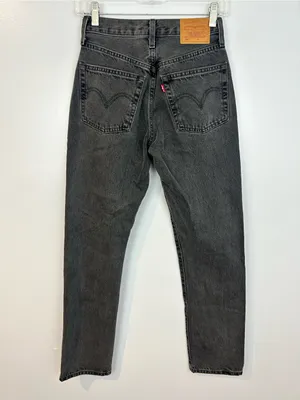 Levi's 501 Faded Black/Grey Button Fly Denim Ankle Jens Size 24 x 30 thumbnail 9
