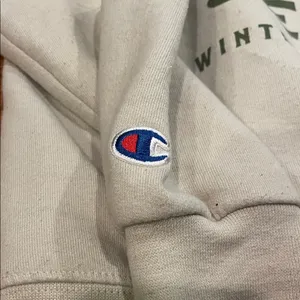Champion Beige Hoodie with Bold Green Text thumbnail 3