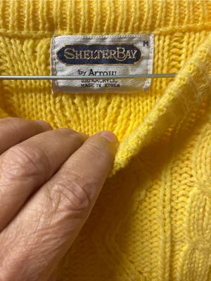 Vintage Bright Yellow Cable Knit Crewneck Sweater for Women thumbnail 3