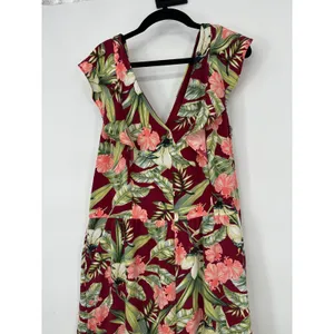 Ann Taylor Crop Jumpsuit Women 12 Tropical Ruffle Vacation Floral Resort Travel thumbnail 2