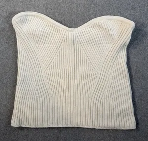 EXPRESS Women's XL Ribbed Knit Strapless Sweetheart Neckline Tube Top Ivory thumbnail 1
