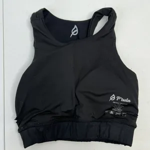 P'tula Small Sports Bra High Neck Racerback Black Activewear Gym Workout Top thumbnail 1