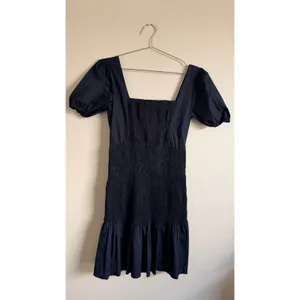 ZARA Black Smocked Puff Sleeve Square Neck Mini Dress‎ Size S thumbnail 3