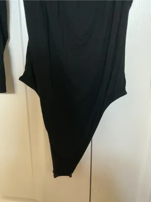 Black Long Sleeve Scoop Bodysuit thumbnail 3