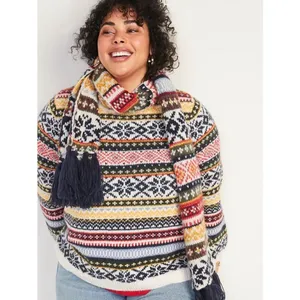 Old Navy Fair Isle Chunky Knit Sweater & Scarf White Multicolor‎ XXL thumbnail 2