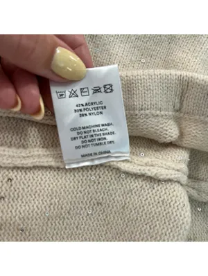 Peppermayo Sequin Sparkle Knit Lounge Shorts Cream S/M Cozy Soft Festival thumbnail 7