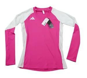 Adidas Quickset Volleyball Jersey Pink White Long Sleeve Women's Size Small‎ NEW thumbnail 1