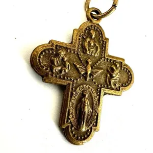 Multi strand quartz beaded cross necklace thumbnail 3