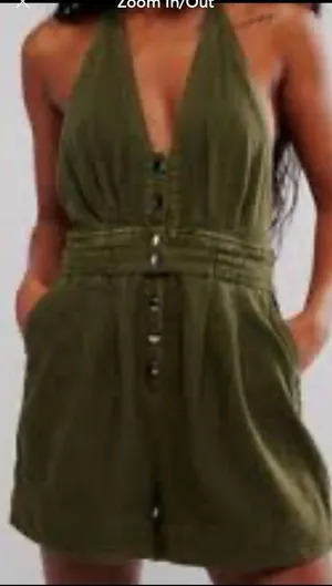 Free People City's Edge Romper Dried Basil. Size Medium but see measurements. thumbnail 1