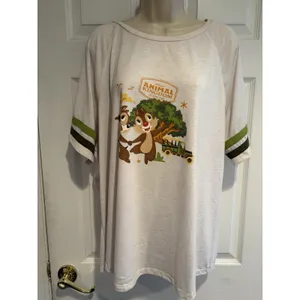 Disney Parks Animal Kingdom 1998 Chip Dale Raglan Graphic Tee White Green‎ 3X thumbnail 4
