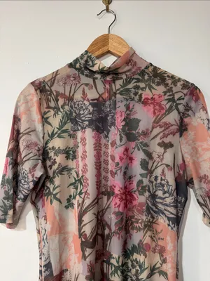 By Anthropologie Printed Mesh Turtleneck EUC thumbnail 3