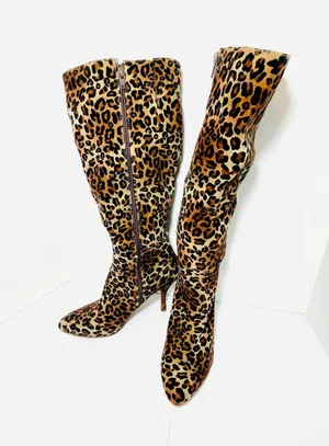Leopard Animal Print Knee High Boots thumbnail 3