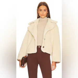 Free People We The Free Joplin Cozy Jacket Cream Sherpa‎ Coat Womens Size L thumbnail 3