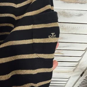 LAUREN RALPH LAUREN Black Gold Stripe Top Monogramed Arm Pocket Medium thumbnail 7
