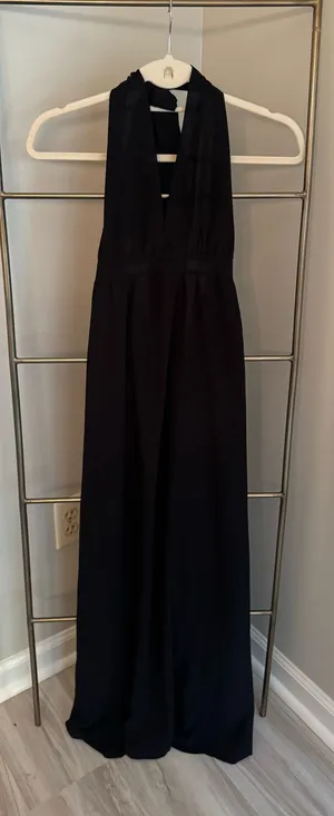 Black V Neck Floor Length Dres thumbnail 1