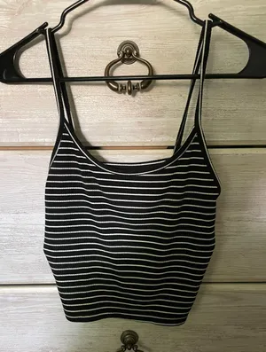 American Eagle Outfitters Black And White Stripped Tank thumbnail 1