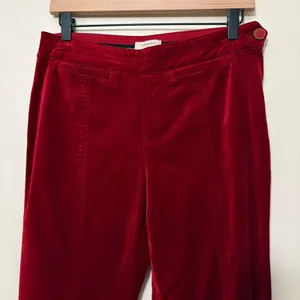 Anthropologie The Essential Slim Velvet Pants Red Side Zip Trousers Size 4‎ thumbnail 2