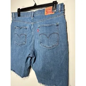 LEVIS Classic Bermuda Shorts Size 30 Blue Denim Raw Hem Frayed Summer Jcore‎ thumbnail 4