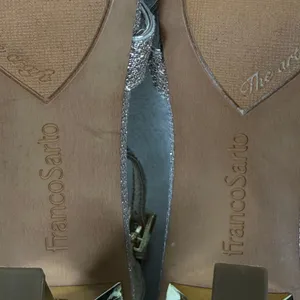 Franco Sarto Rania2‎ Champagne Gold Glitter Square Toe Flare Heel Sandals 7M thumbnail 12