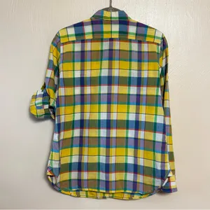 Lauren Ralph Lauren Women’s Shirt Plaid 100% Cotton Button Up Roll Up Sleeves XS thumbnail 6