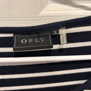 ORLY Striped 3/4 Sleeve Round Neck Top Women's Large Red White Blue Coastal‎ thumbnail 3