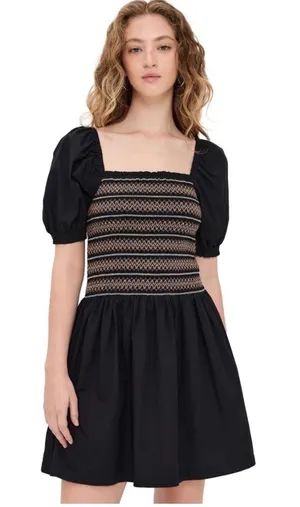 Madewell Poplin Puff Sleeve Smacked‎ Dress NEW Small thumbnail 1