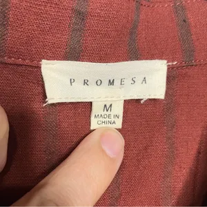 Promesa 100% cotton casual button down shirt raw hem rust women’s‎ size medium thumbnail 3