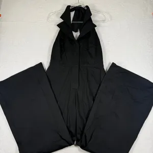 Alice + Olivia‎ Black Halter Wide Leg Jumpsuit Collared Backless Formal 8 thumbnail 1
